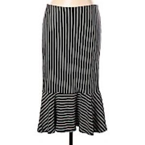 Ann Taylor Sz L *Parisian* Pinstriped Flare Tulip Pencil Skirt EUC